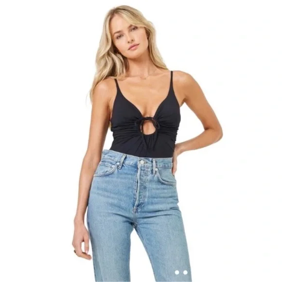 LSPACE Piper Classic One-Piece Swimsuit Tie Keyhole Black Size XS - Picture 5 of 15